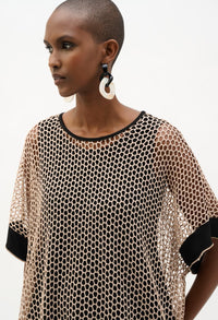 Kimono Sleeve Mesh Pullover