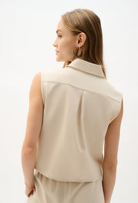 Cropped Sleeveless Casual Shirt