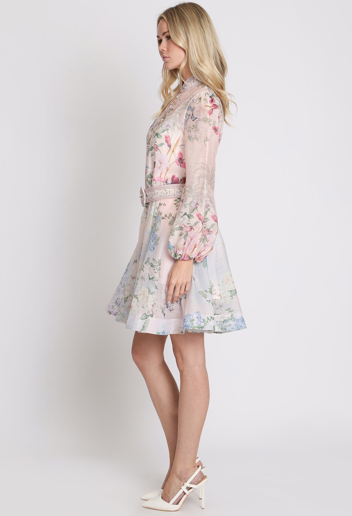 Floral Print Belted Short Dress