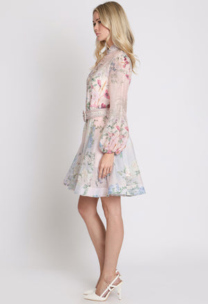 Floral Print Belted Short Dress