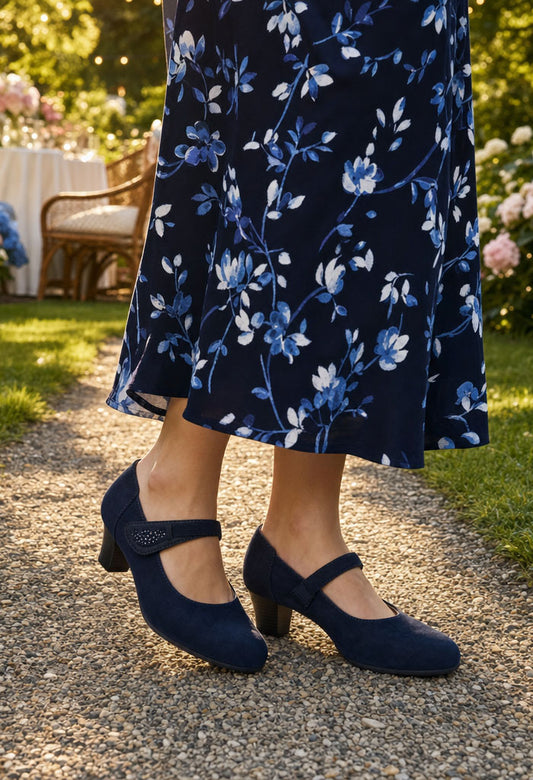 black block heels in a mary jane style dancing shoe