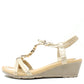 Floral and Beaded Wedge Sandal