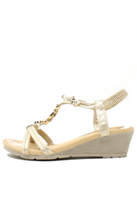Floral and Beaded Wedge Sandal