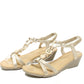Floral and Beaded Wedge Sandal