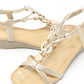 Floral and Beaded Wedge Sandal