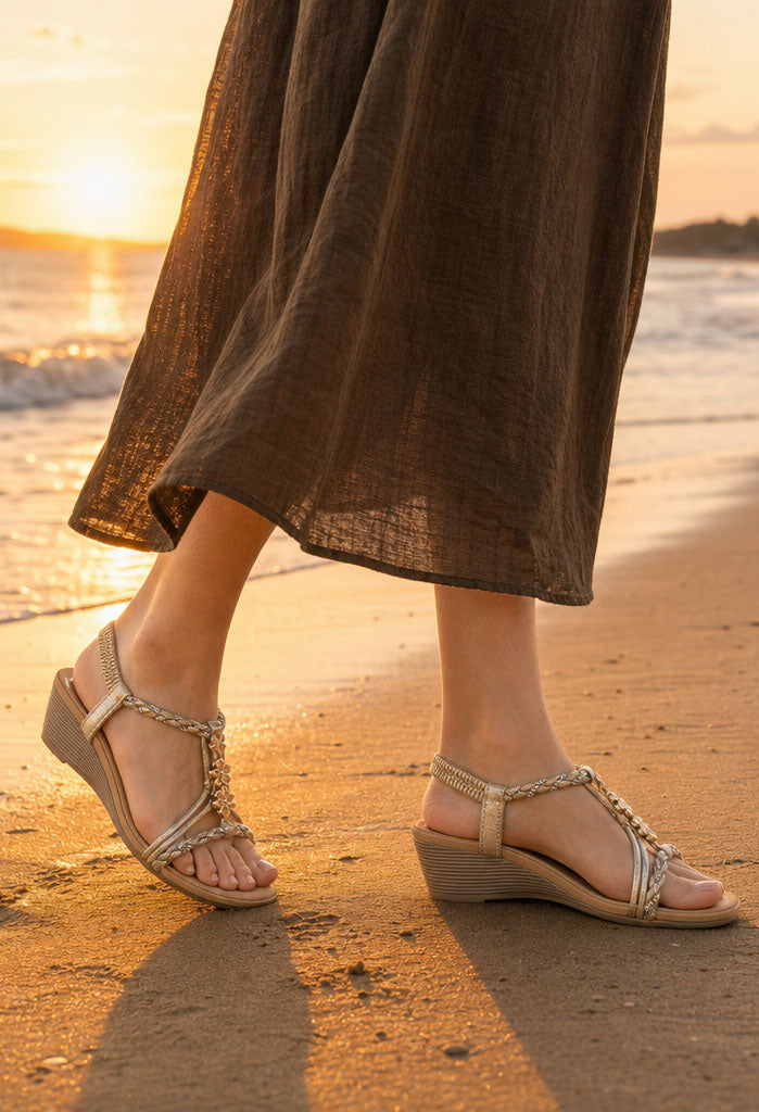 Diamante Braided Wedge