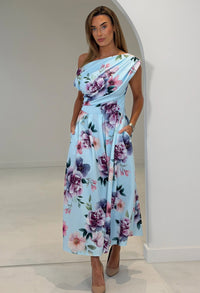 Betty Asymmetric Floral Print Midi Dress