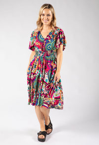 Button Front Abstract Dress