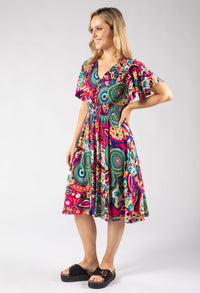 Button Front Abstract Dress