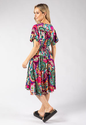 Button Front Abstract Dress