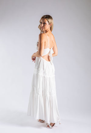 Floral Lace Wrap Maxi Dress
