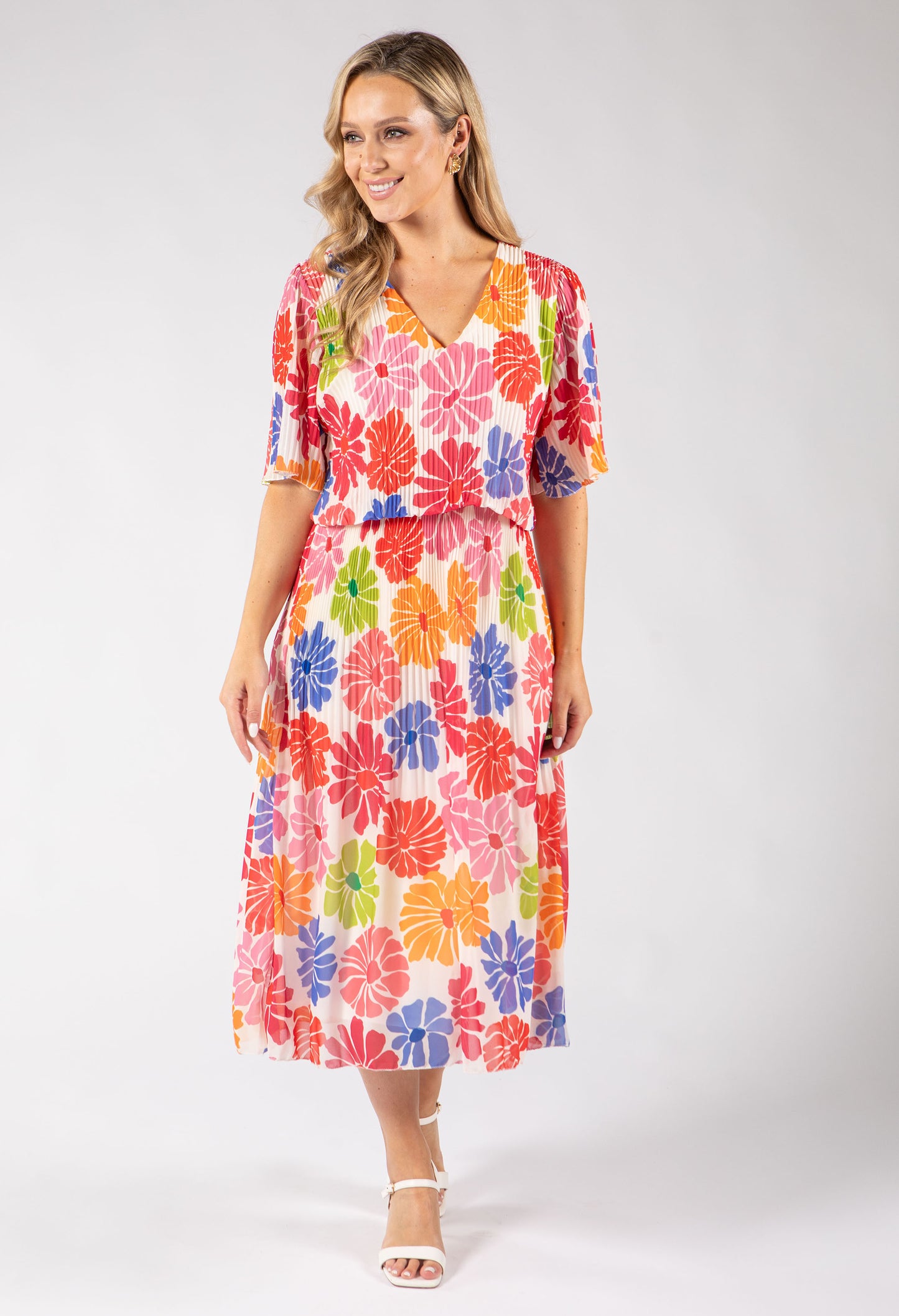 Daisy Plisse Pleated Pop Over Dress