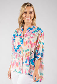 Abstract Tropical Print Blouse