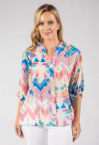 Abstract Tropical Print Blouse