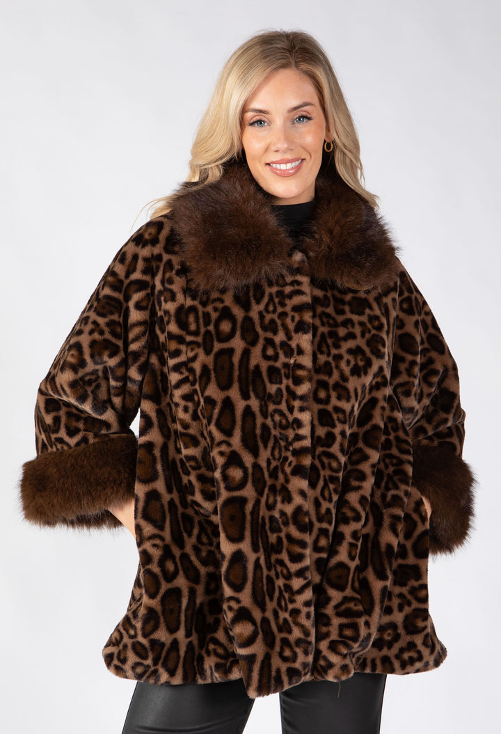 Leopard Print Faux Fur Coat