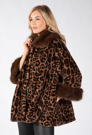 Leopard Print Faux Fur Coat, view 5 – Pamela Scott