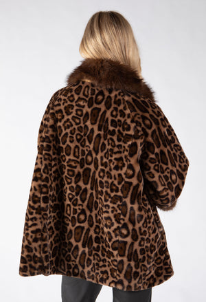 Leopard Print Faux Fur Coat, view 6 – Pamela Scott