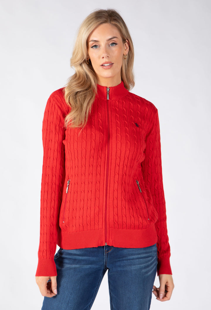 Cable Knit Zip-Up Cardigan