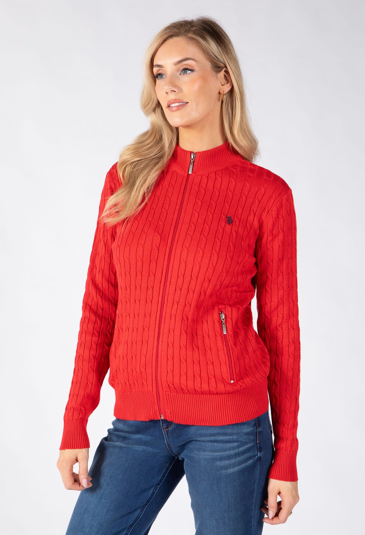 Cable Knit Zip-Up Cardigan
