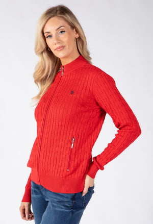 Cable Knit Zip-Up Cardigan