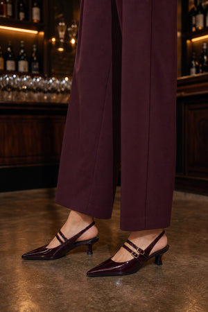 double strap sling back with kitten heel
