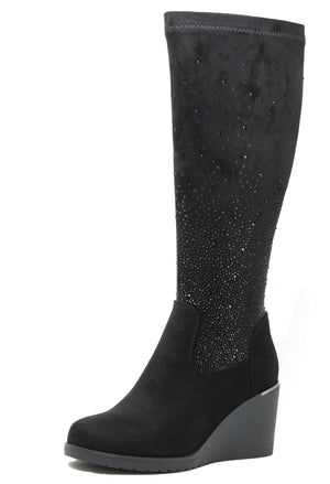 Sparkle Knee High Wedge Boot