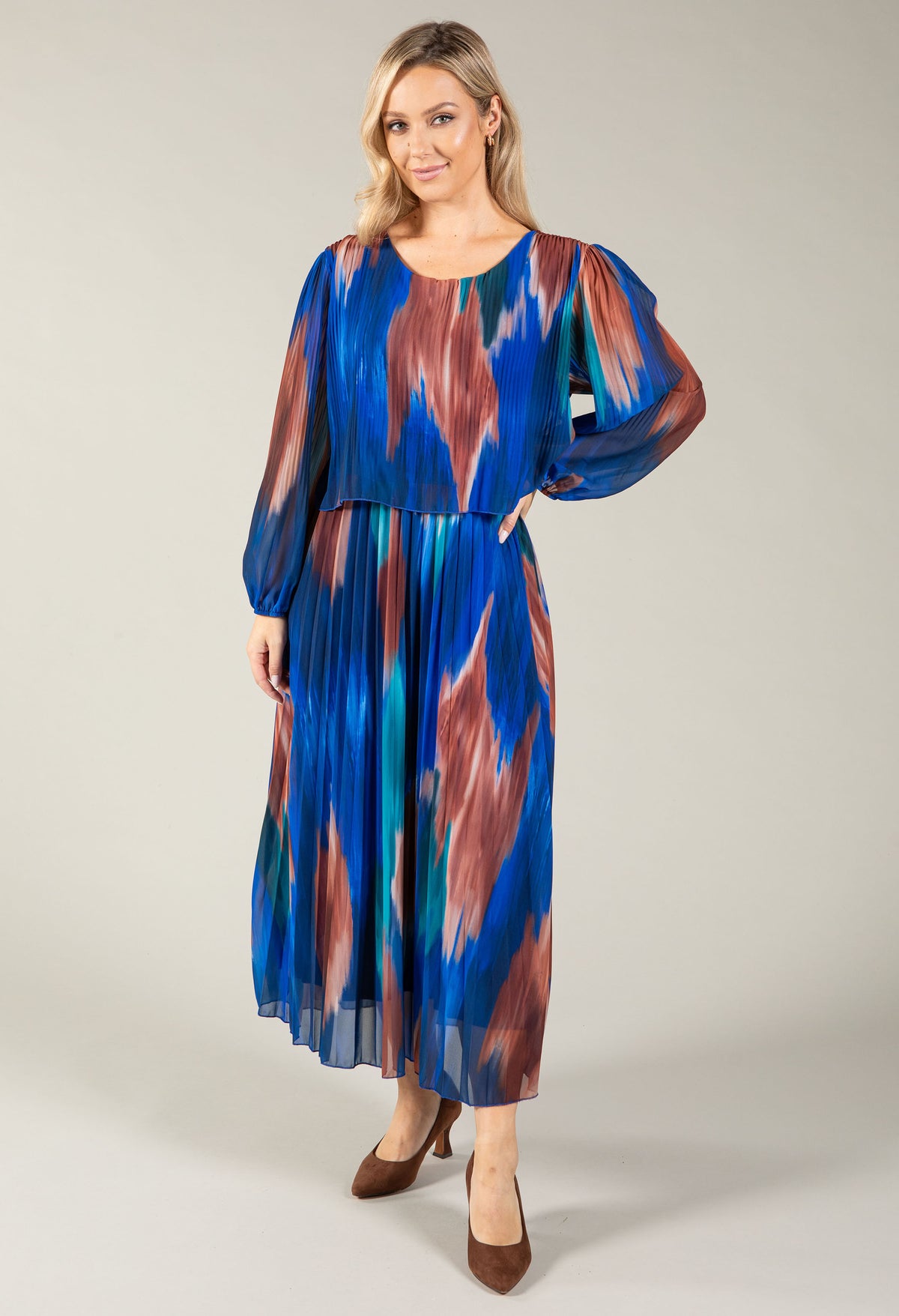 Riva Plisse Pleated Pop Over Dress
