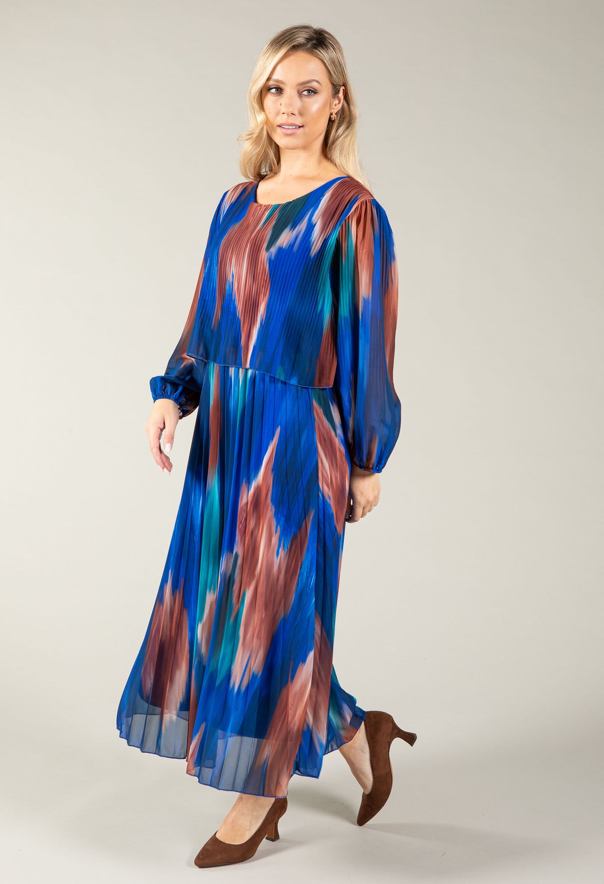Riva Plisse Pleated Pop Over Dress