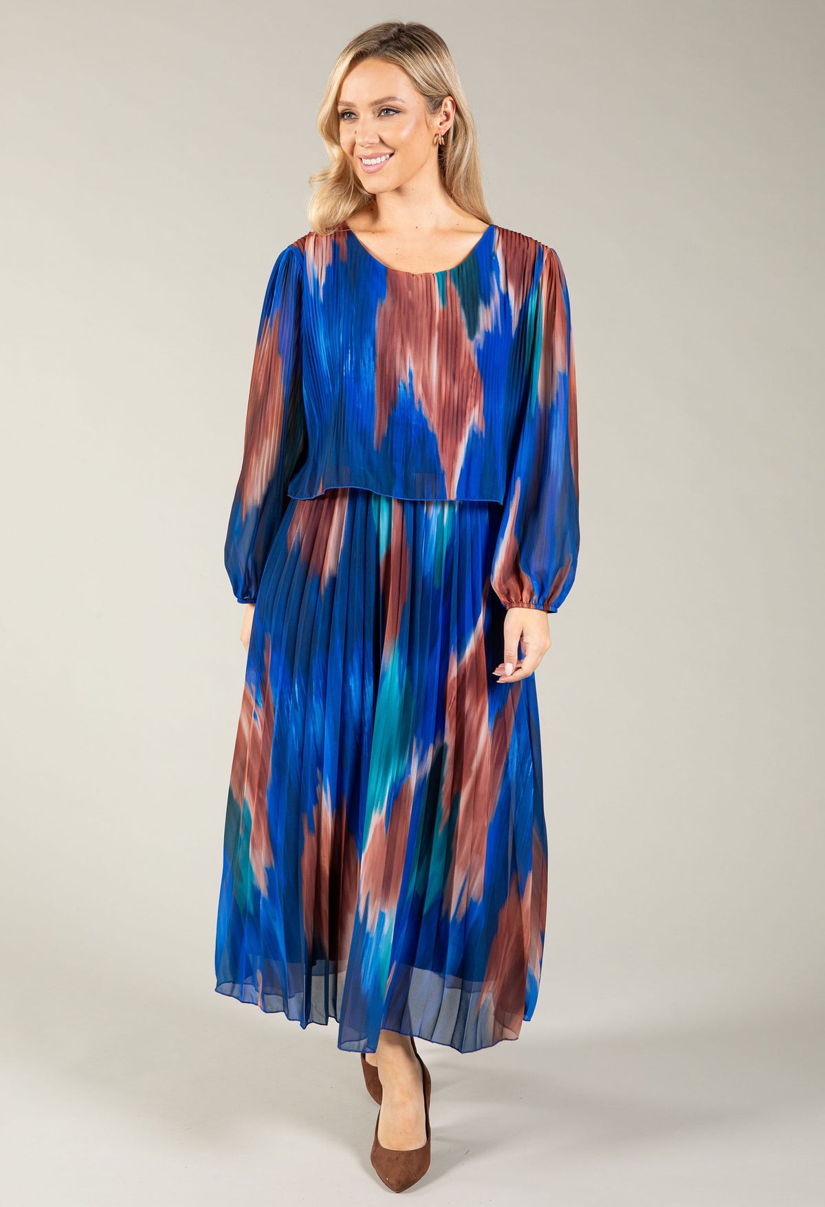 Riva Plisse Pleated Pop Over Dress
