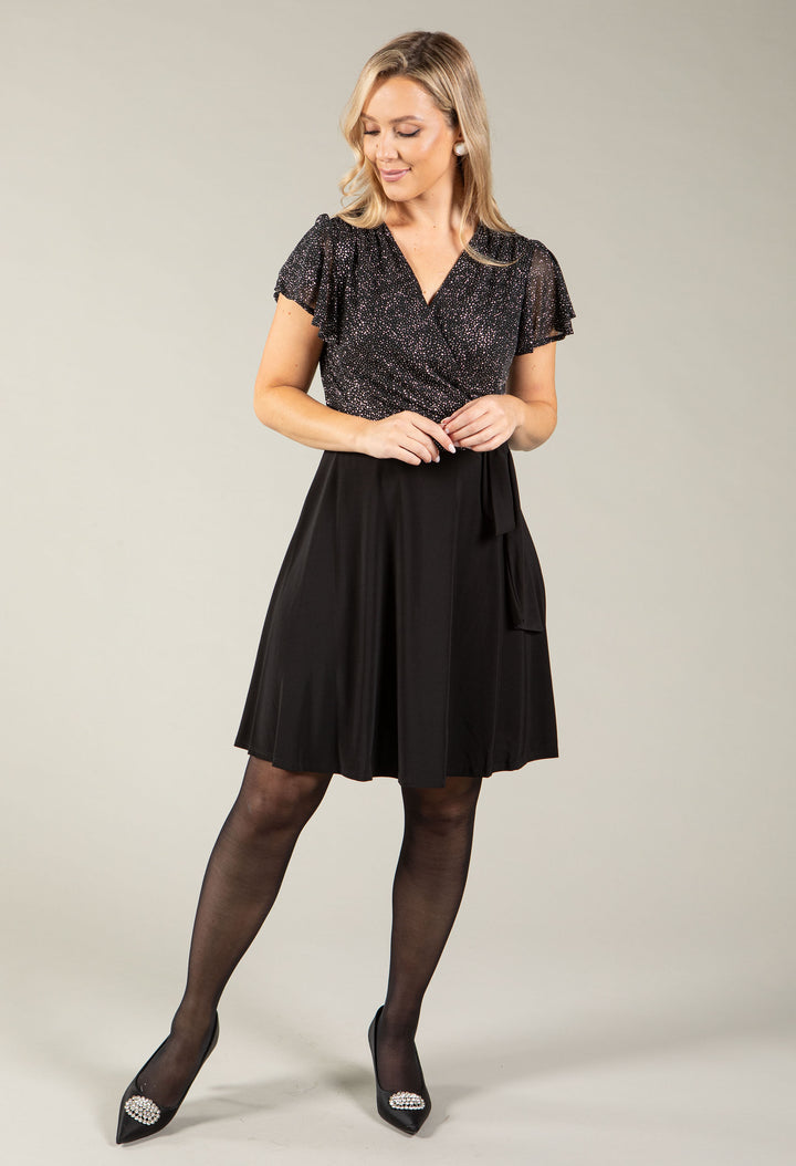 Glittered Ruffle Sleeve Dress