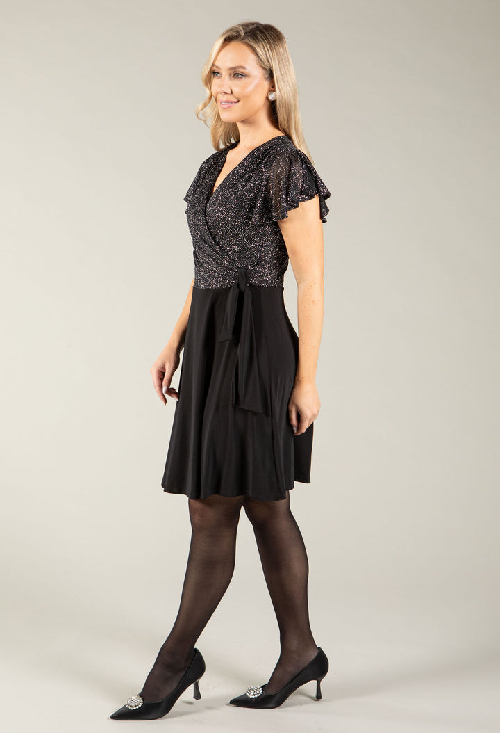Glittered Ruffle Sleeve Dress
