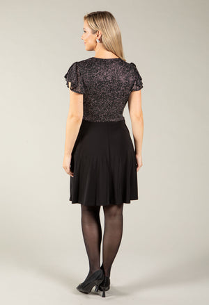 Glittered Ruffle Sleeve Dress