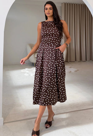 Mirelle Polka Print Midi Dress