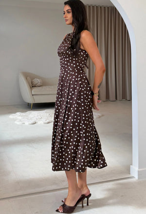Mirelle Polka Print Midi Dress
