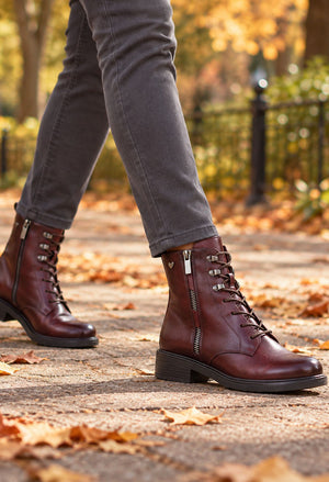 wine biker boot