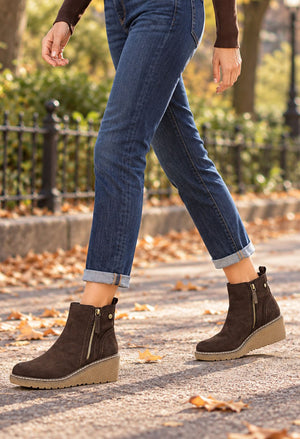 Faux Suede Wedge Boot