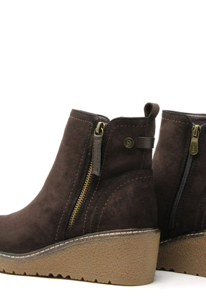 Faux Suede Wedge Boot