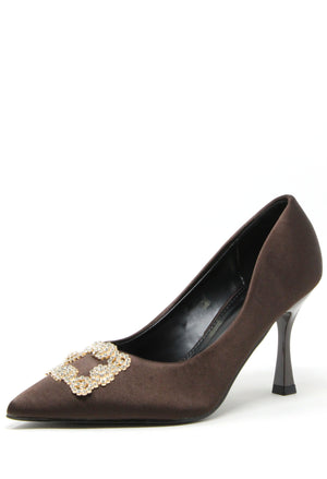 Satin Touch Diamante Heel
