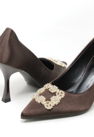 Satin Touch Diamante Heel