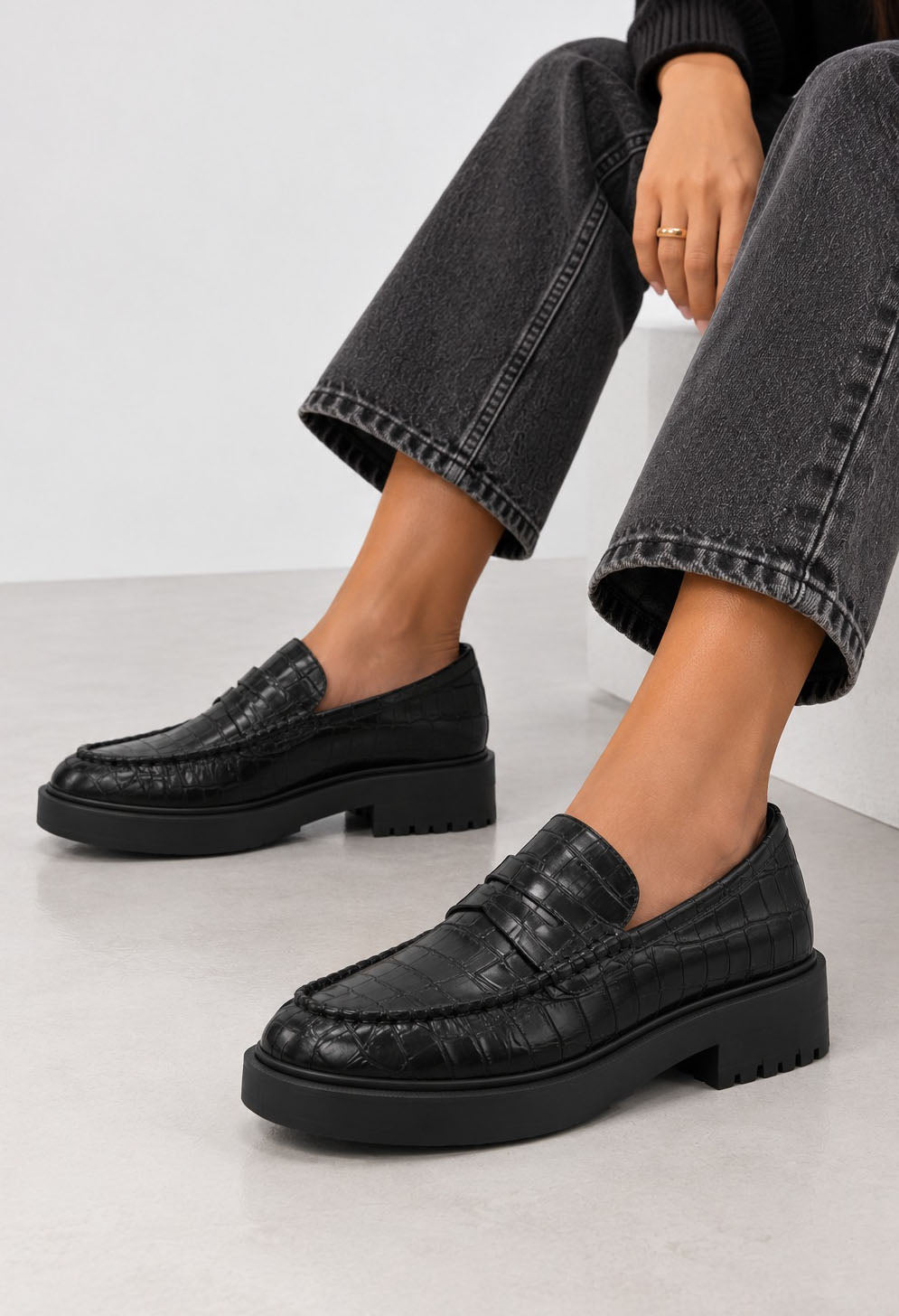 croc pattern loafer