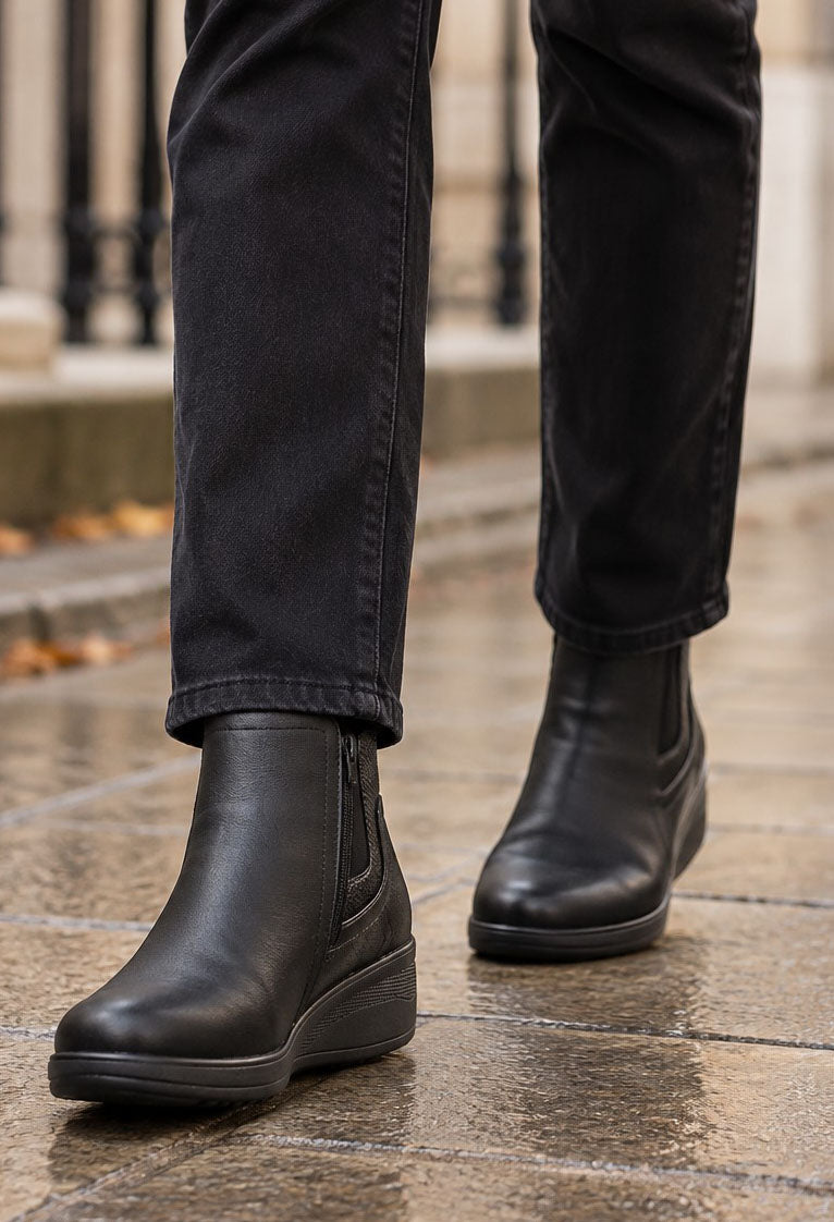 black wedge ankle boot
