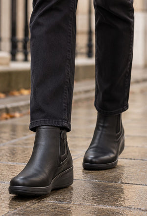 black wedge ankle boot