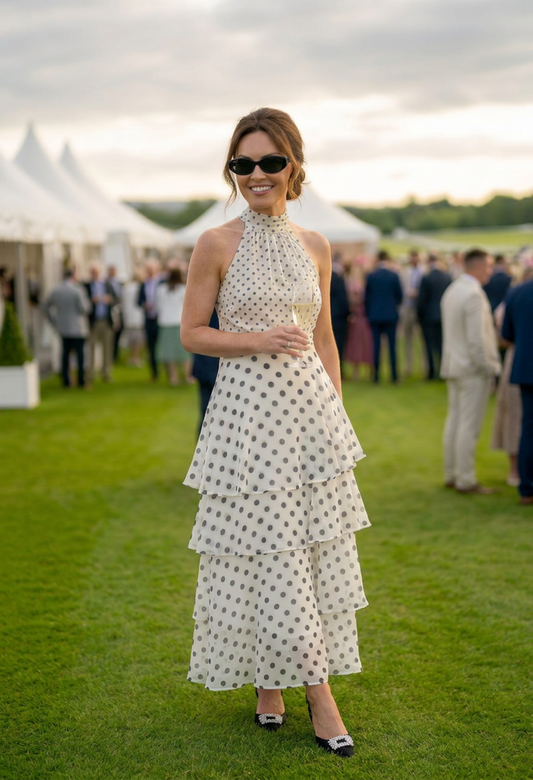 Iris Polka Dot Layered Maxi Dress