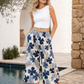 Palm Print Belted Trousers