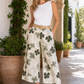Palm Print Belted Trousers