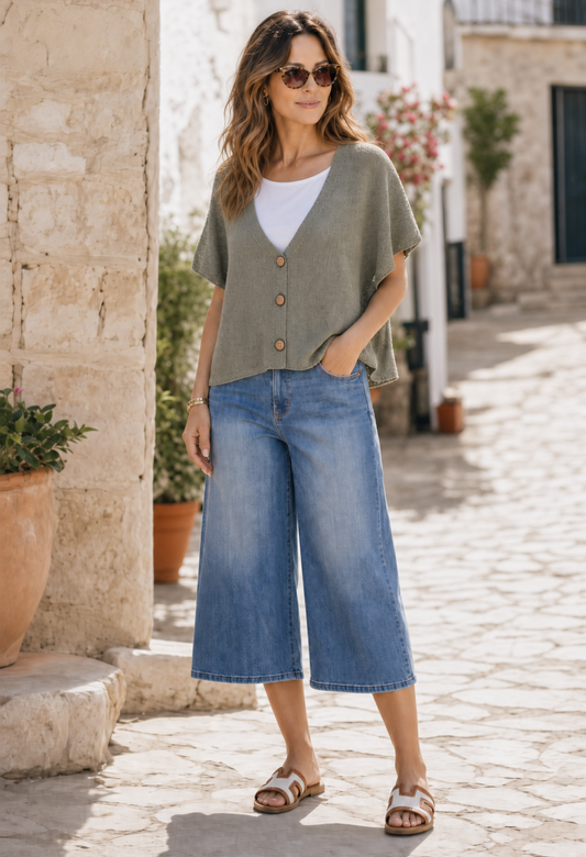 Cropped Knit Cardigan