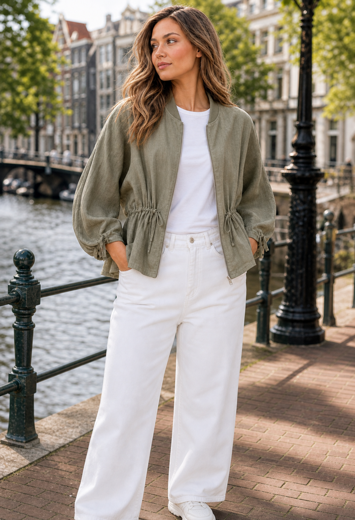 Adjustable Waist Bomber Jacket