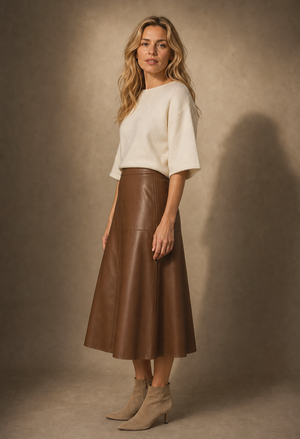Faux Leather Midi Skirt