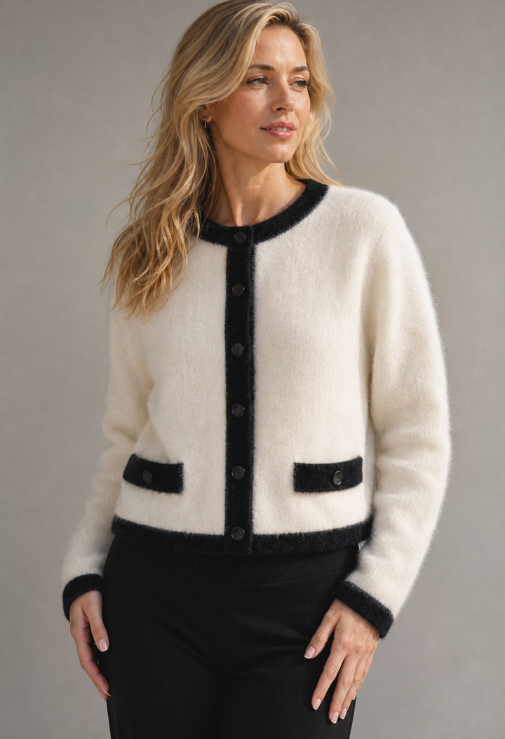 Contrast Knit Cardigan