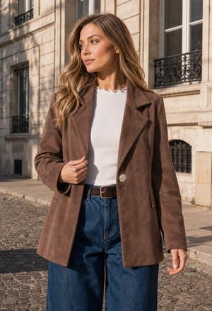 Faux Suede Blazer